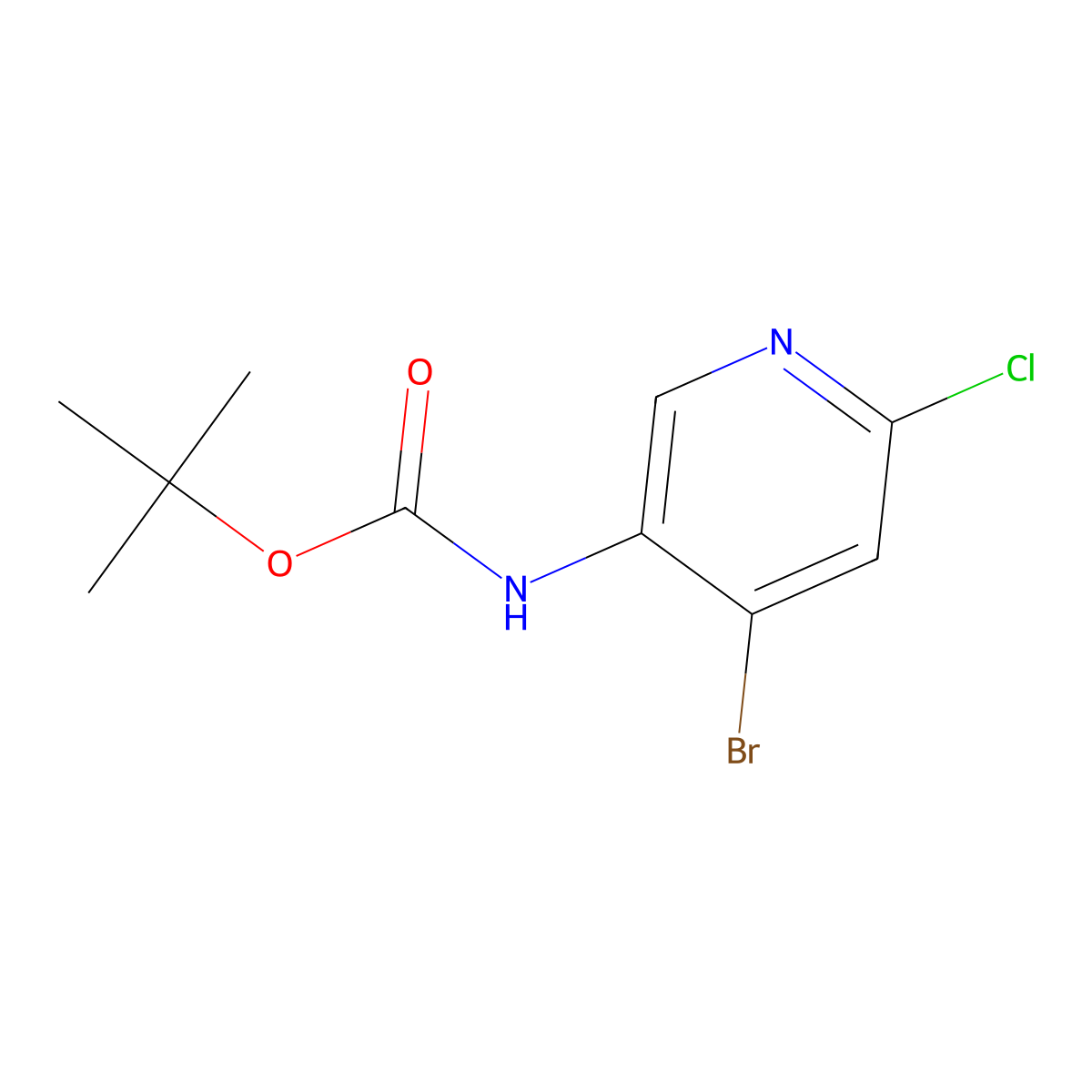 tert-Butyl (4-bromo-6-chloropyridin-3-yl)carbamate molecular structure, CAS 2383939-43-1