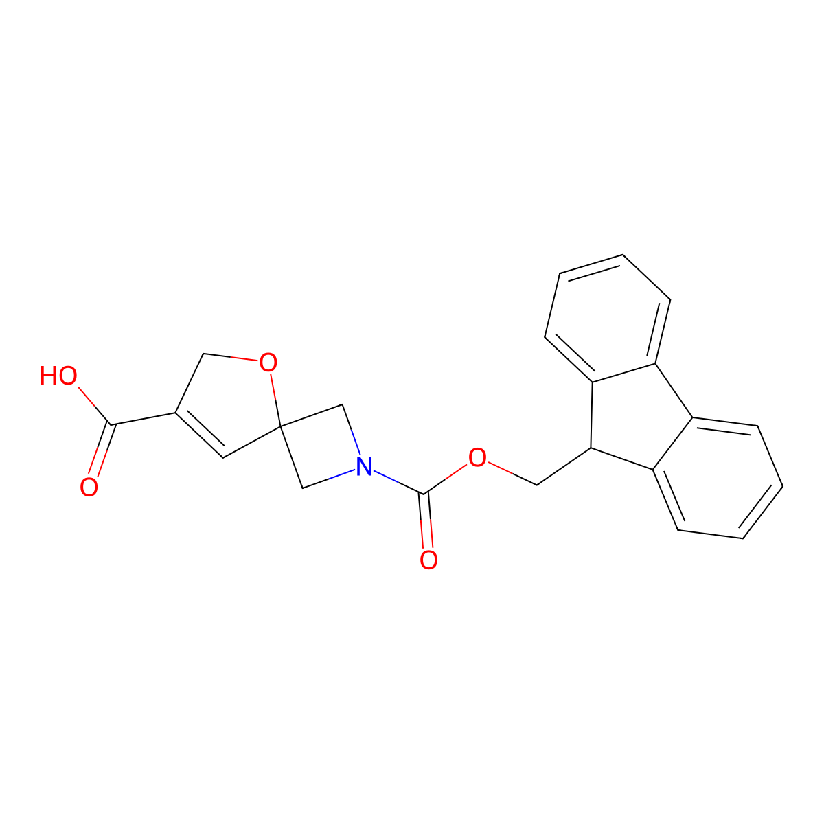 2-{[(9H-fluoren-9-yl)methoxy]carbonyl}-5-oxa-2-azaspiro[3.4]oct-7-ene-7-carboxylic acid molecular structure, CAS 2383959-13-3