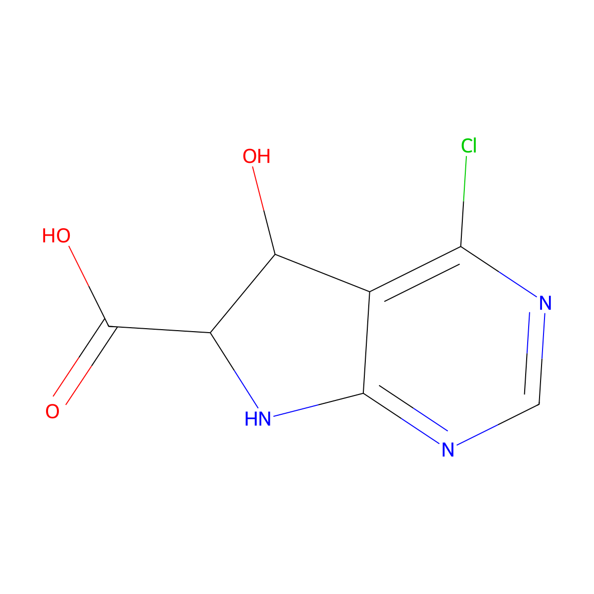 4-chloro-5-hydroxy-5H,6H,7H-pyrrolo[2,3-d]pyrimidine-6-carboxylic acid molecular structure, CAS 2383968-92-9