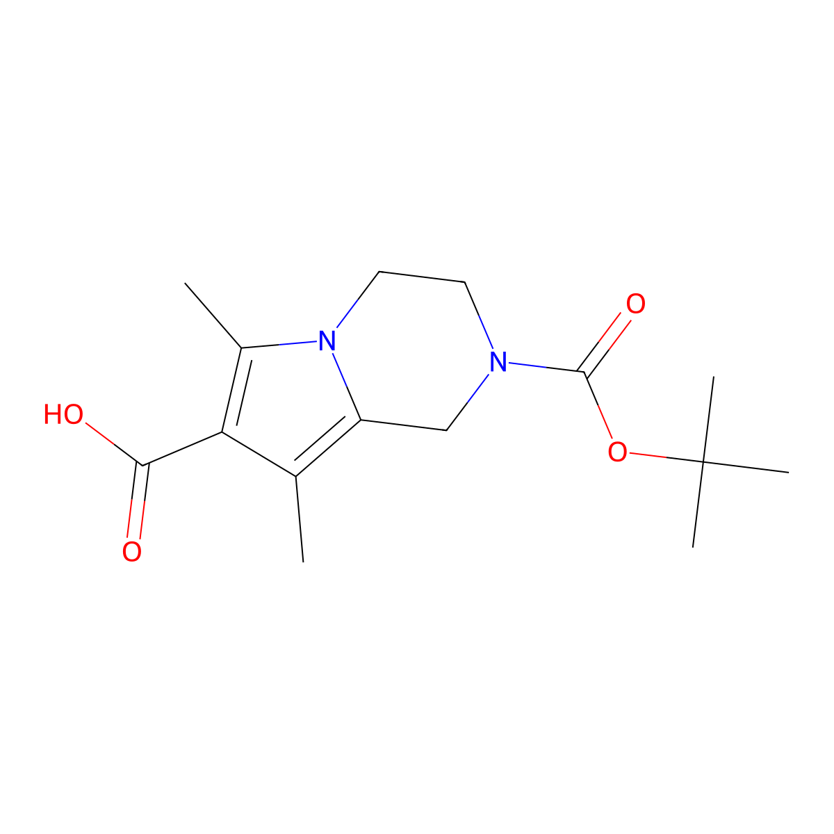 2-[(tert-butoxy)carbonyl]-6,8-dimethyl-1H,2H,3H,4H-pyrrolo[1,2-a]pyrazine-7-carboxylic acid molecular structure, CAS 2383975-10-6