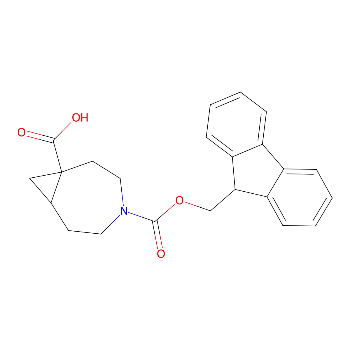 4-{[(9H-fluoren-9-yl)methoxy]carbonyl}-4-azabicyclo[5.1.0]octane-1-carboxylic acid molecular structure, CAS 2383978-76-3