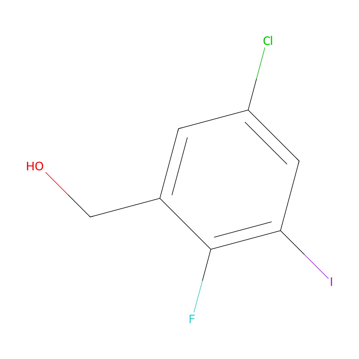 (5-Chloro-2-fluoro-3-iodophenyl)methanol molecular structure, CAS 2383985-59-7