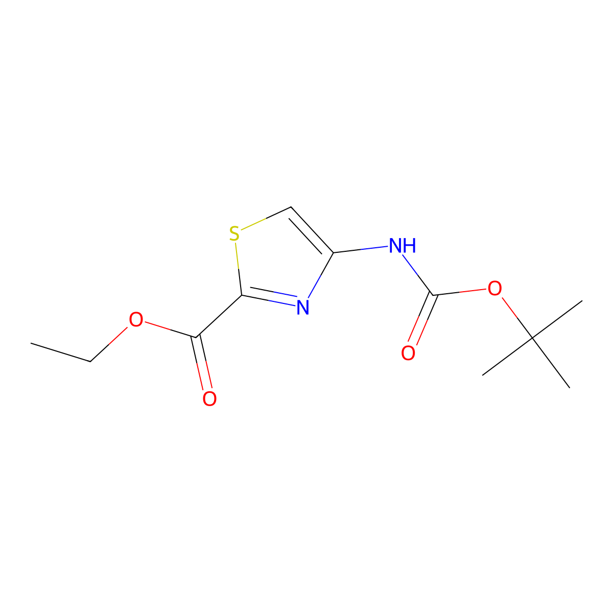 Ethyl 4-((tert-butoxycarbonyl)amino)thiazole-2-carboxylate molecular structure, CAS 2383986-20-5