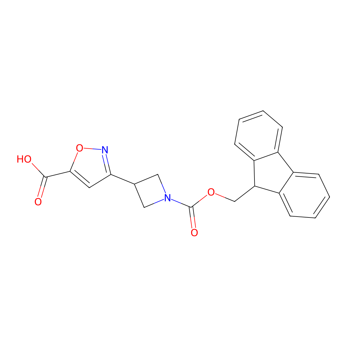 3-(1-{[(9H-fluoren-9-yl)methoxy]carbonyl}azetidin-3-yl)-1,2-oxazole-5-carboxylicacid molecular structure, CAS 2383986-69-2