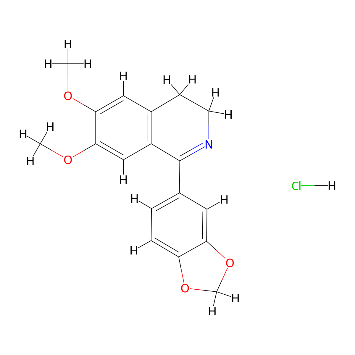 1-(1,3-Dioxaindan-5-yl)-6,7-dimethoxy-3,4-dihydroisoquinoline hydrochloride molecular structure, CAS 23840-28-0