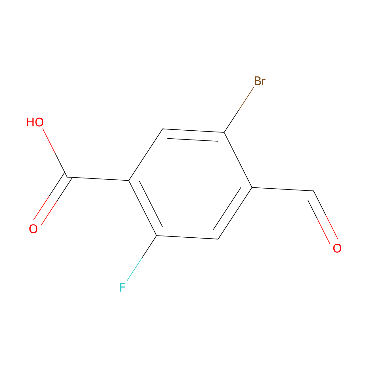5-Bromo-2-fluoro-4-formylbenzoic acid molecular structure, CAS 2384002-65-5