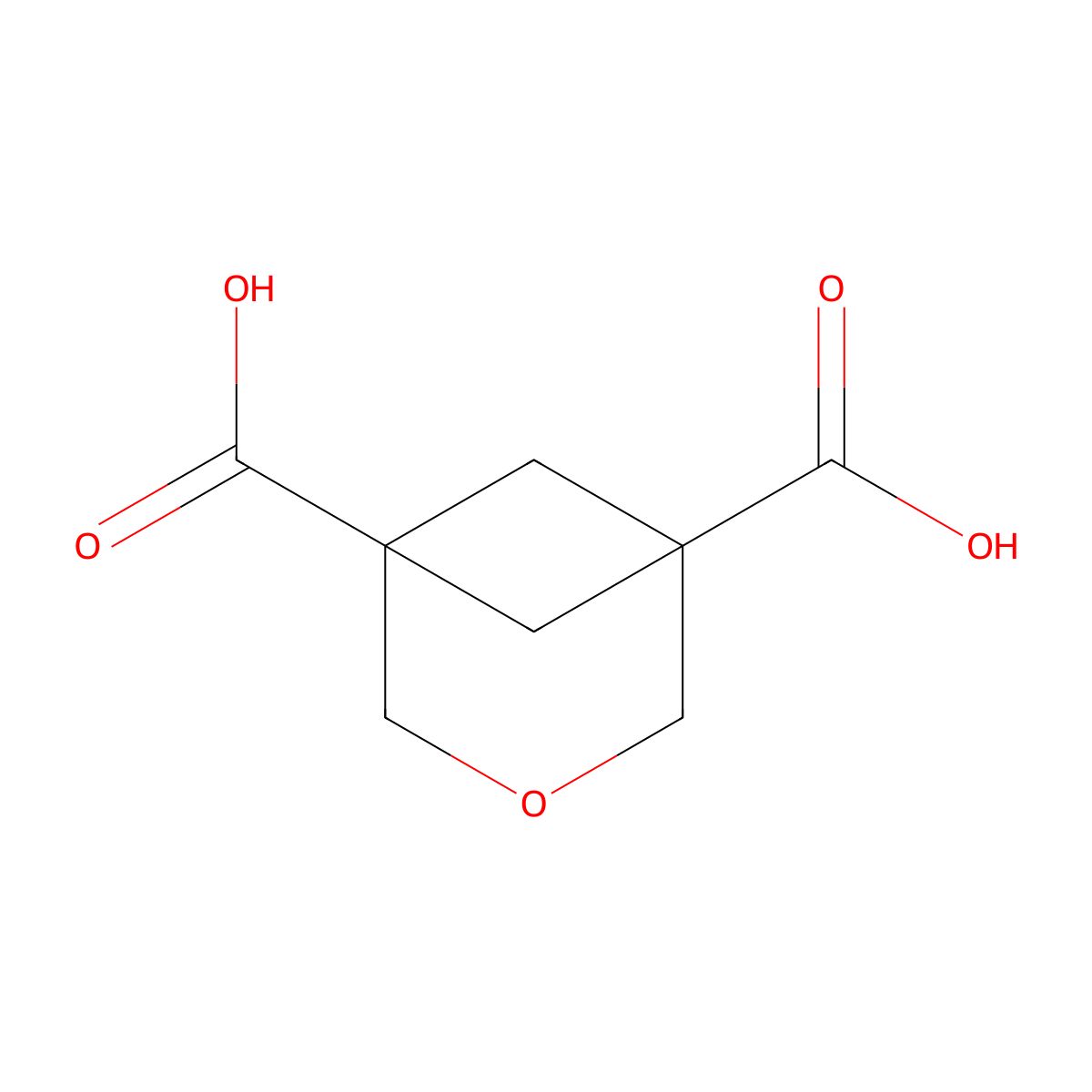 3-Oxabicyclo[3.1.1]heptane-1,5-dicarboxylic acid molecular structure, CAS 2384009-45-2