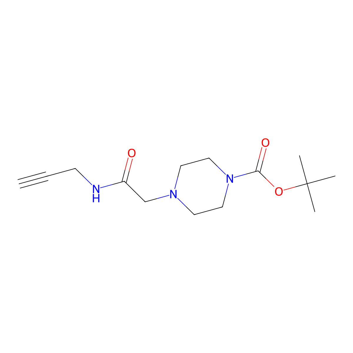 Tert-butyl 4-{[(prop-2-yn-1-yl)carbamoyl]methyl}piperazine-1-carboxylate molecular structure, CAS 2384016-23-1