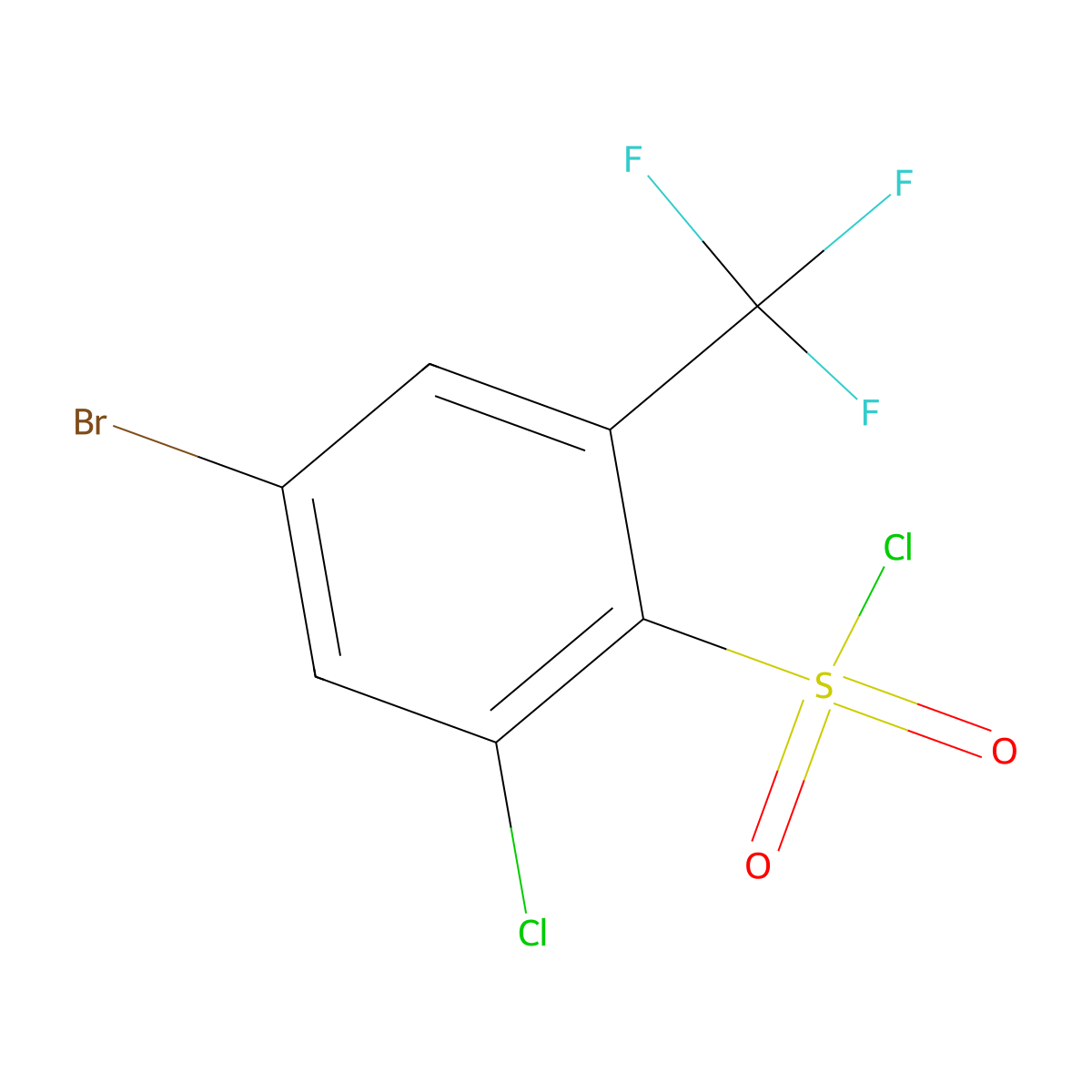 4-Bromo-2-chloro-6-(trifluoromethyl)benzenesulfonyl chloride molecular structure, CAS 2384019-85-4