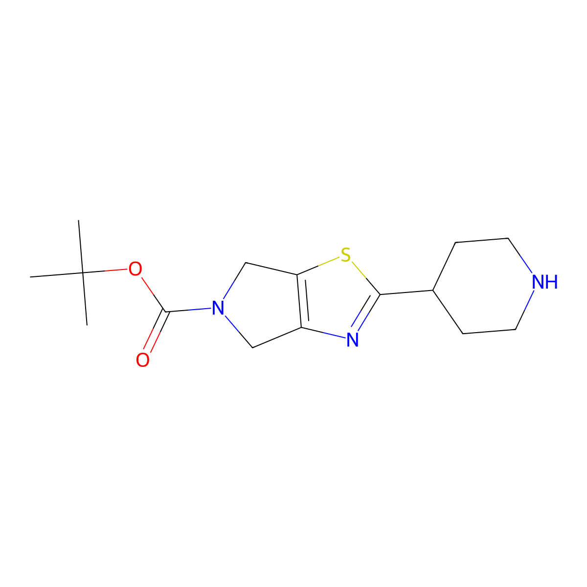 tert-butyl 2-(piperidin-4-yl)-4H,5H,6H-pyrrolo[3,4-d][1,3]thiazole-5-carboxylate molecular structure, CAS 2384020-94-2
