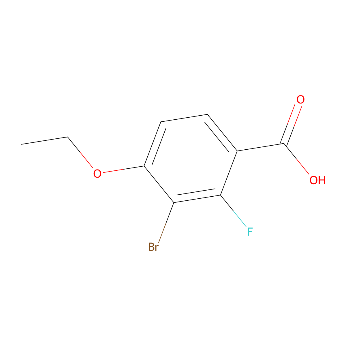 3-Bromo-4-ethoxy-2-fluorobenzoic acid molecular structure, CAS 2384034-72-2