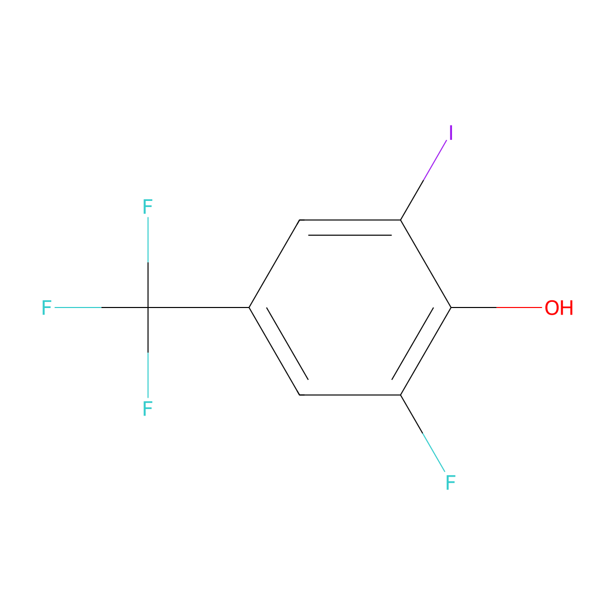 2-Fluoro-6-iodo-4-(trifluoromethyl)phenol molecular structure, CAS 2384036-74-0