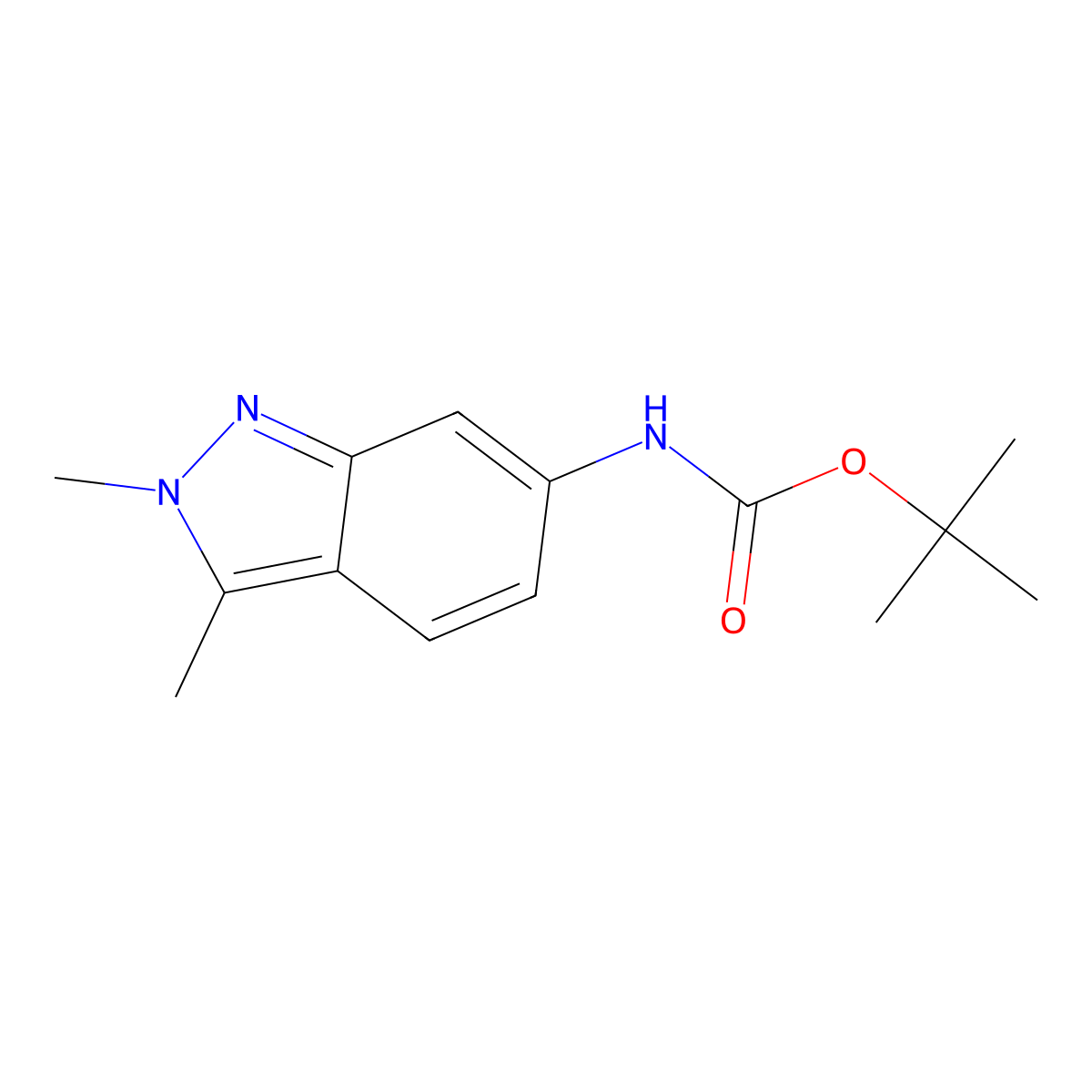 tert-butyl (2,3-dimethyl-2H-indazol-6-yl)carbamate molecular structure, CAS 2384038-16-6