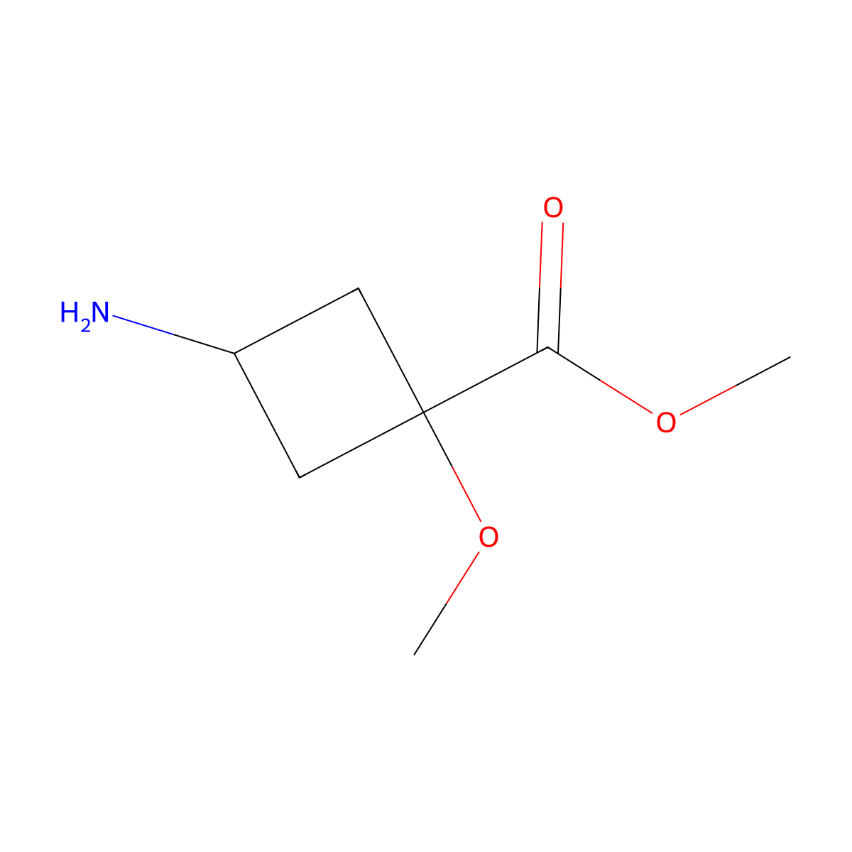 Methyl 3-amino-1-methoxycyclobutane-1-carboxylate molecular structure, CAS 2384043-19-8