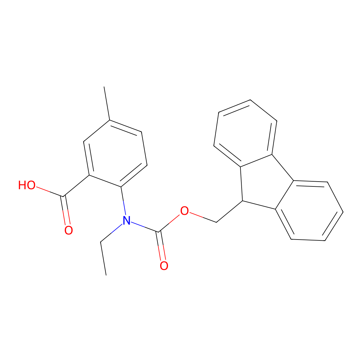 2-[ethyl({[(9H-fluoren-9-yl)methoxy]carbonyl})amino]-5-methylbenzoic acid molecular structure, CAS 2384043-33-6