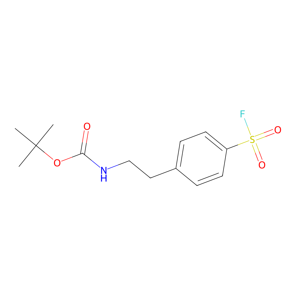 tert-butyl N-{2-[4-(fluorosulfonyl)phenyl]ethyl}carbamate molecular structure, CAS 2384044-82-8