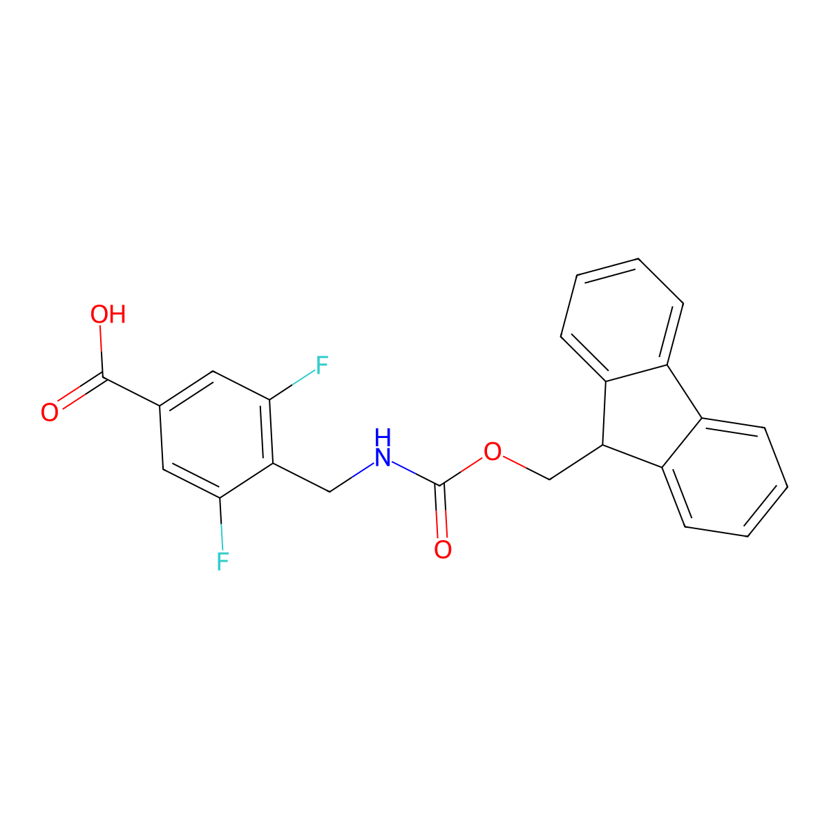 4-[({[(9H-fluoren-9-yl)methoxy]carbonyl}amino)methyl]-3,5-difluorobenzoic acid molecular structure, CAS 2384049-90-3