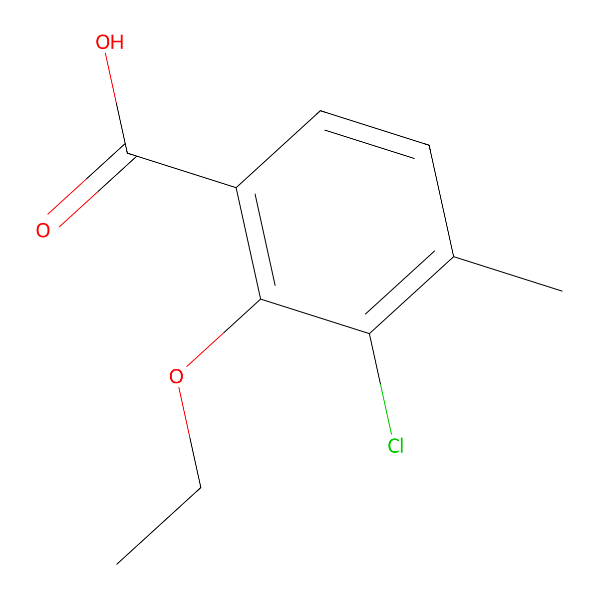 3-Chloro-2-ethoxy-4-methylbenzoic acid molecular structure, CAS 2384058-75-5