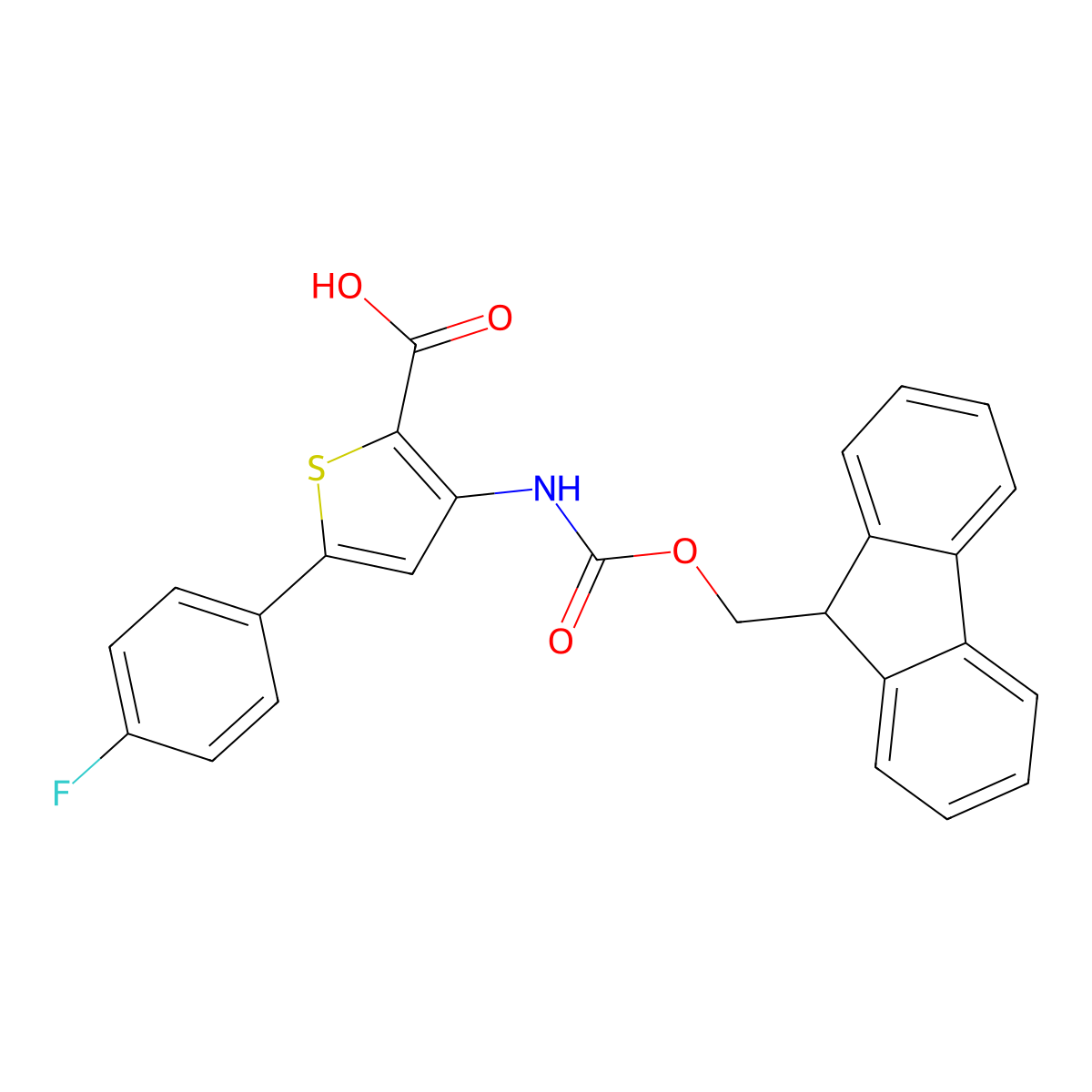 3-({[(9H-fluoren-9-yl)methoxy]carbonyl}amino)-5-(4-fluorophenyl)thiophene-2-carboxylic acid molecular structure, CAS 2384058-82-4