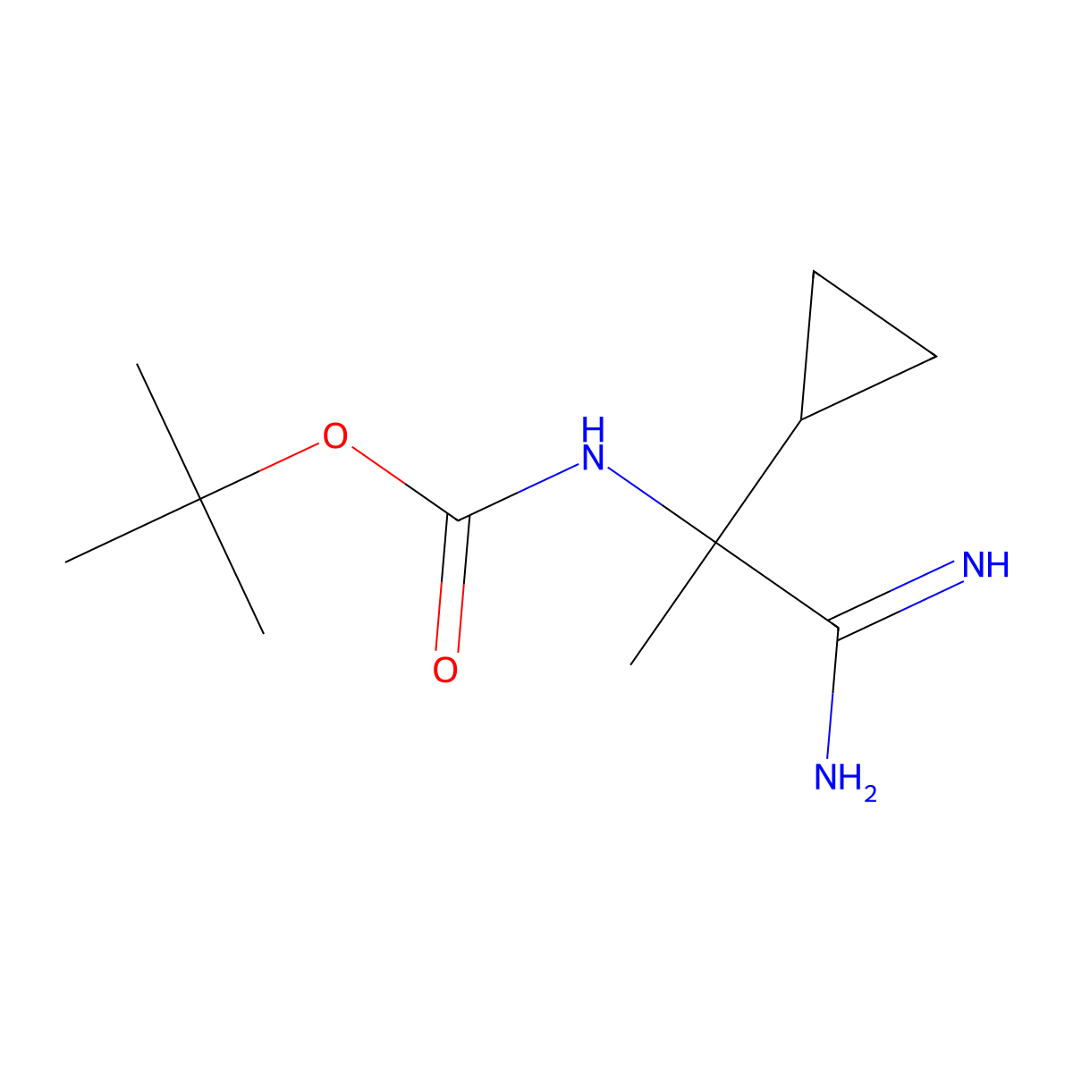 tert-butyl N-(1-carbamimidoyl-1-cyclopropylethyl)carbamate molecular structure, CAS 2384068-93-1