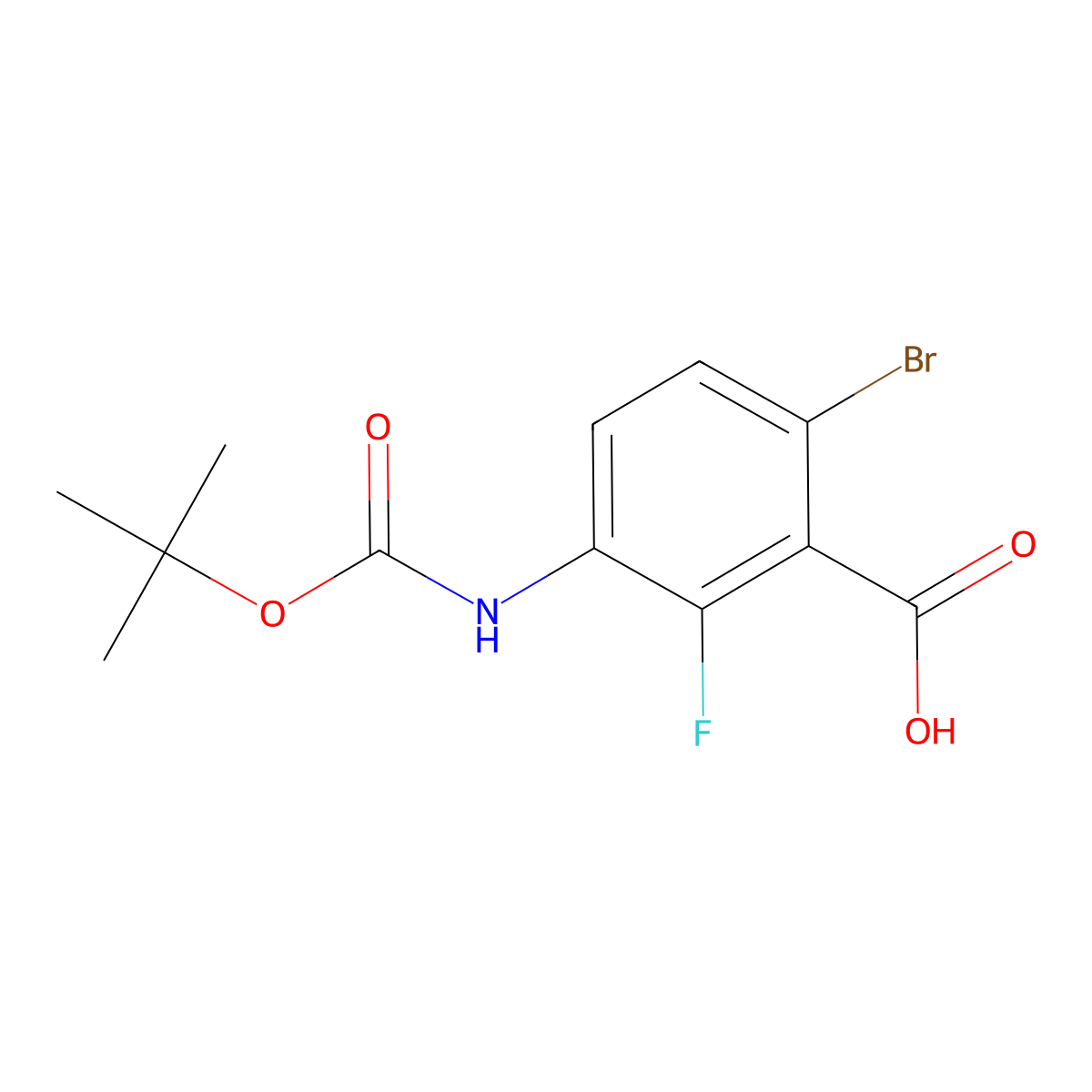 6-Bromo-3-{[(tert-butoxy)carbonyl]amino}-2-fluorobenzoic acid molecular structure, CAS 2384076-35-9