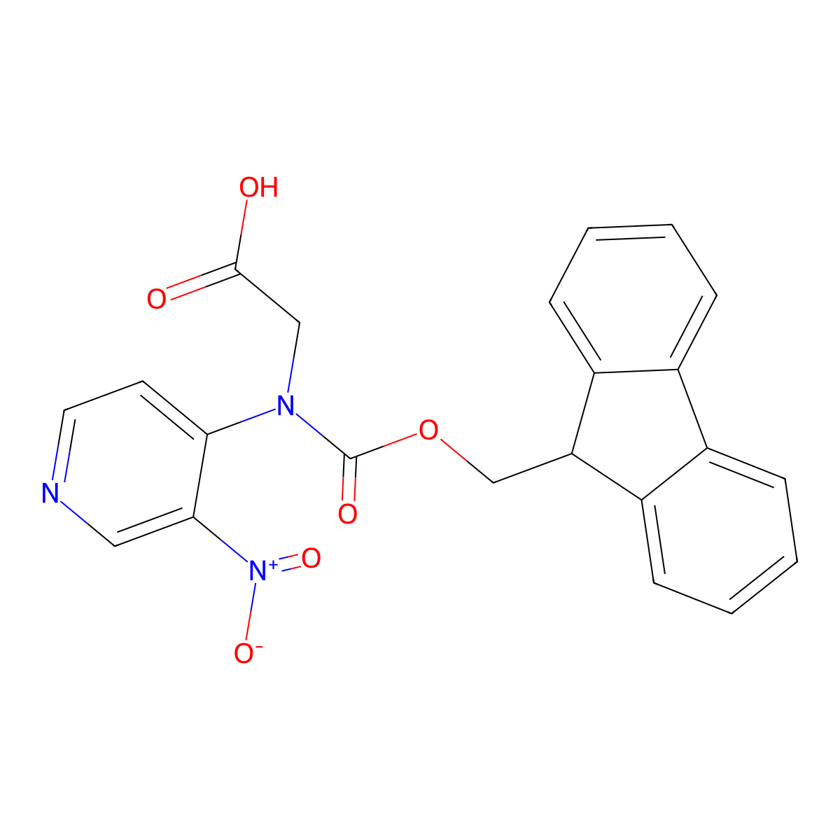 2-({[(9H-fluoren-9-yl)methoxy]carbonyl}(3-nitropyridin-4-yl)amino)acetic acid molecular structure, CAS 2384086-16-0