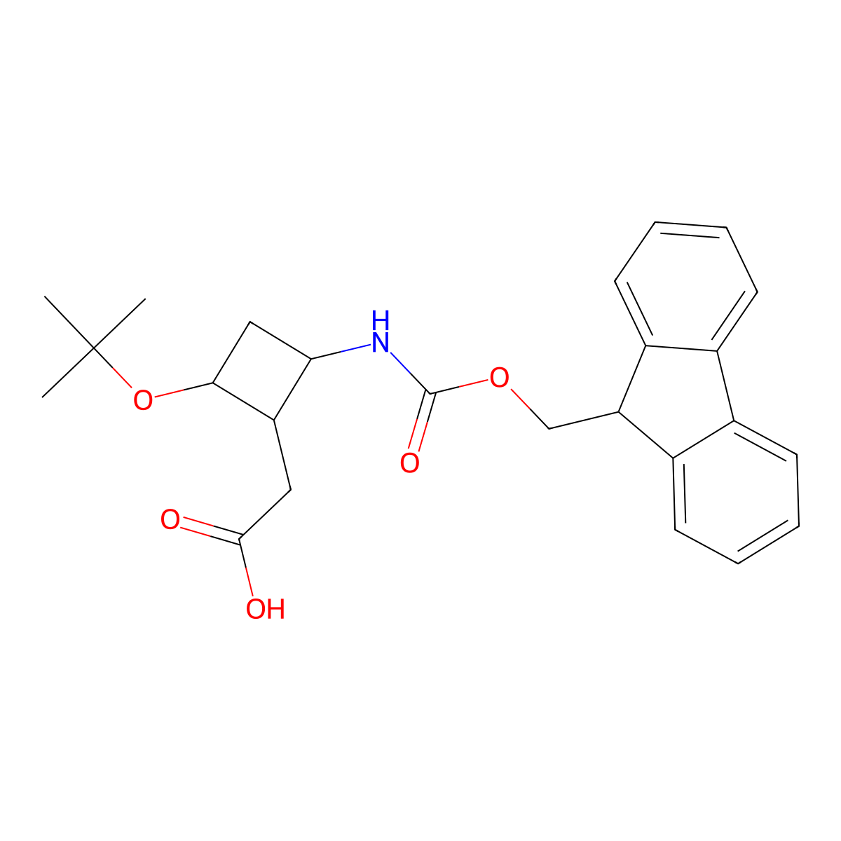 2-[2-(tert-butoxy)-4-({[(9H-fluoren-9-yl)methoxy]carbonyl}amino)cyclobutyl]acetic acid molecular structure, CAS 2384087-09-4
