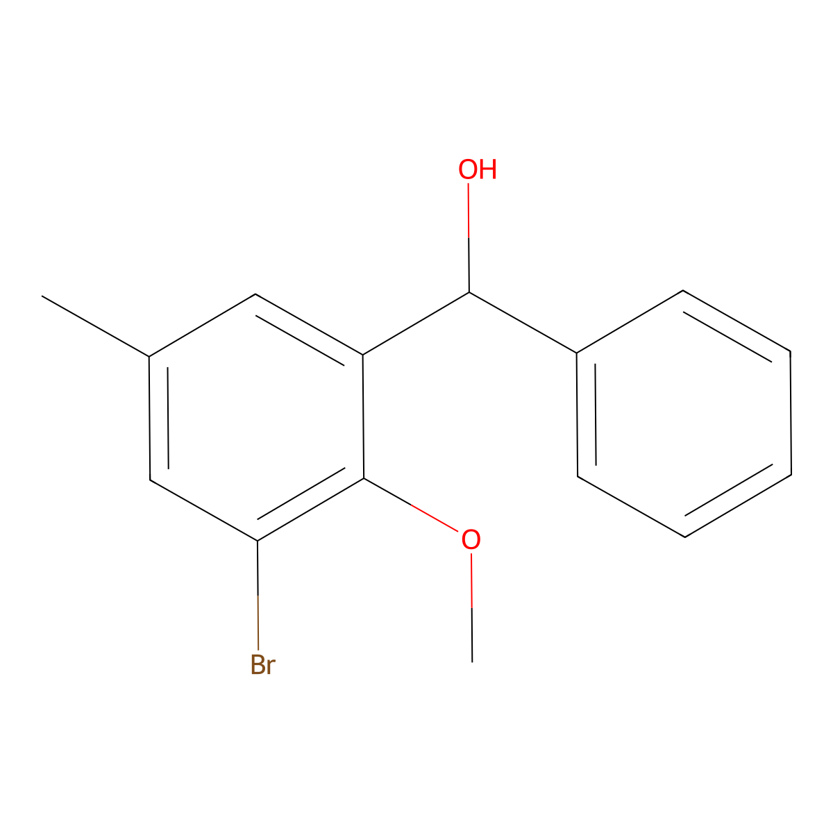(3-Bromo-2-methoxy-5-methylphenyl)(phenyl)methanol molecular structure, CAS 2384088-99-5