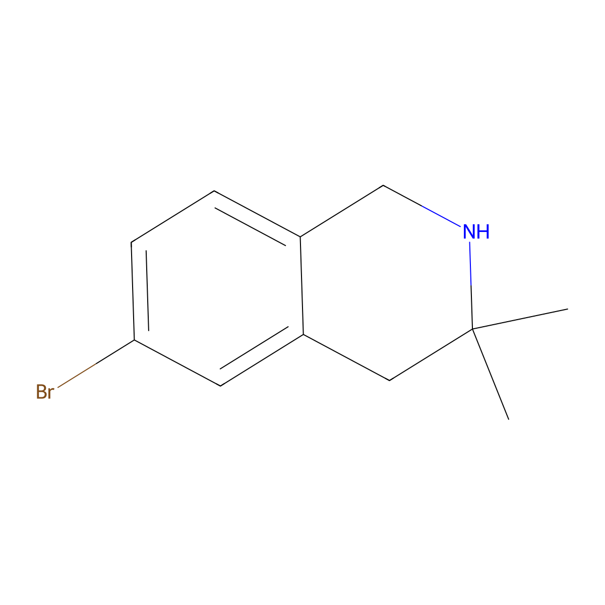 6-Bromo-3,3-dimethyl-2,4-dihydro-1H-isoquinoline molecular structure, CAS 2384098-85-3