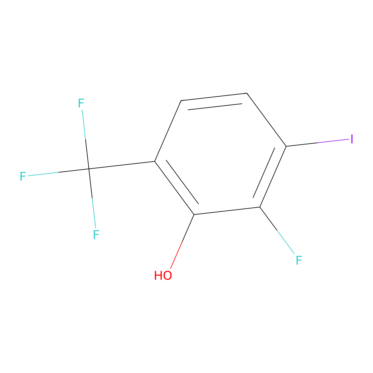 2-Fluoro-3-iodo-6-(trifluoromethyl)phenol molecular structure, CAS 2384099-56-1