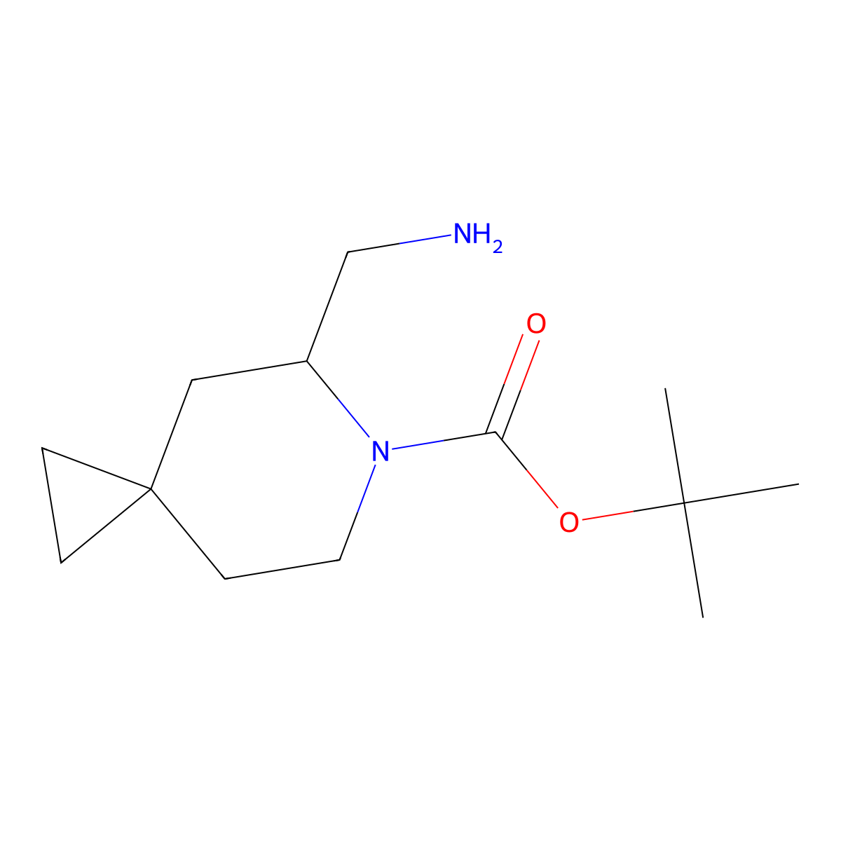 Tert-butyl 5-(aminomethyl)-6-azaspiro[2.5]octane-6-carboxylate molecular structure, CAS 2384126-38-7