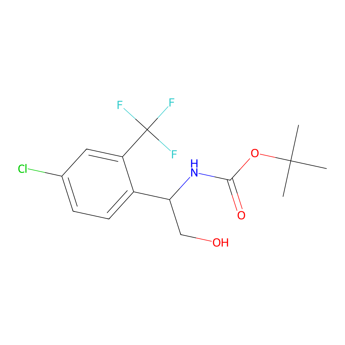tert-butyl N-{1-[4-chloro-2-(trifluoromethyl)phenyl]-2-hydroxyethyl}carbamate molecular structure, CAS 2384155-25-1