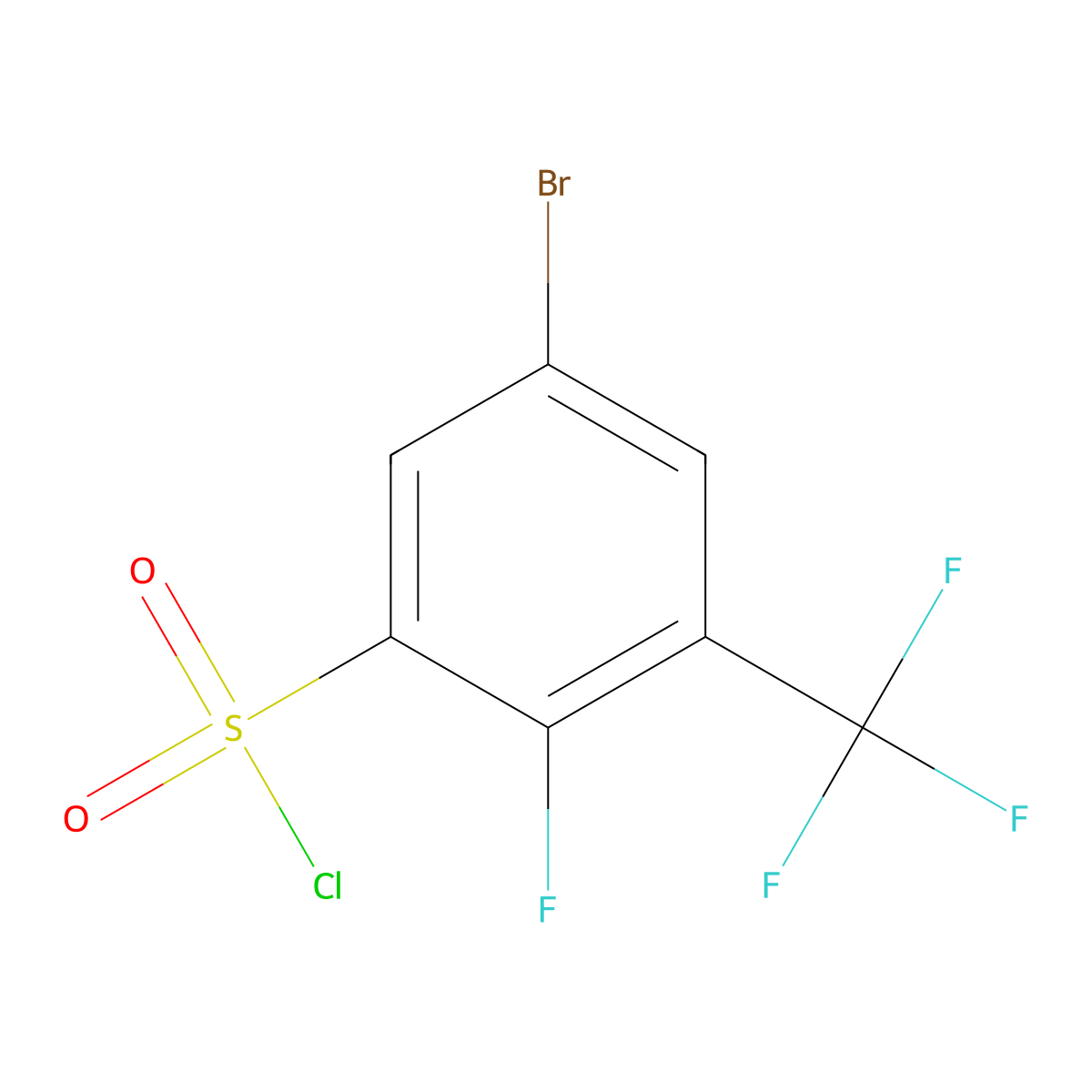 5-Bromo-2-fluoro-3-(trifluoromethyl)benzenesulfonyl chloride molecular structure, CAS 2384155-52-4