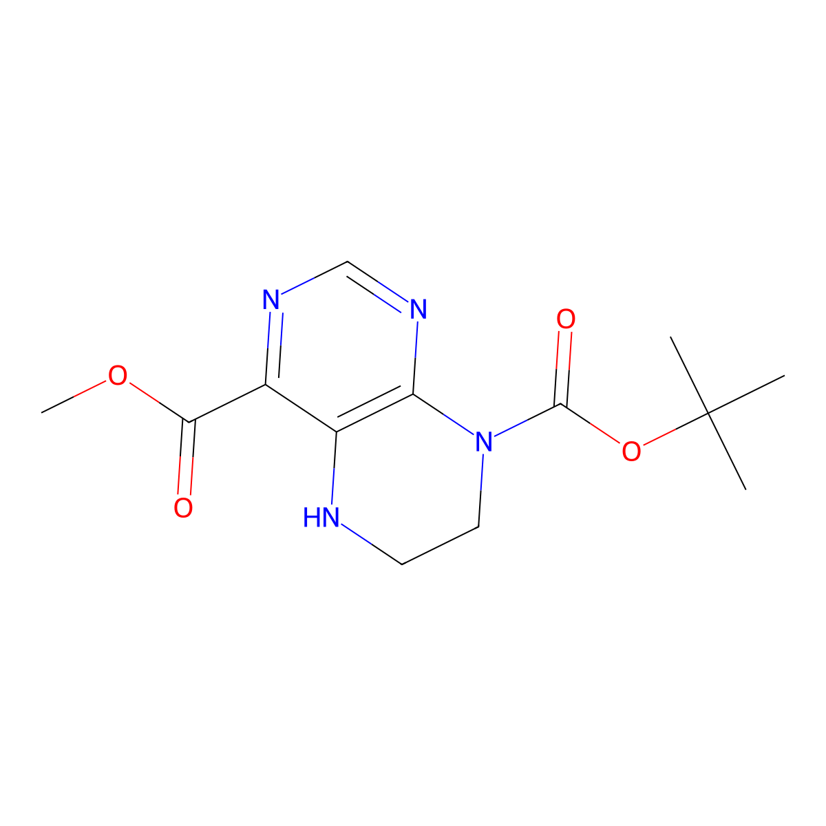 8-Tert-butyl 4-methyl 5,6,7,8-tetrahydropteridine-4,8-dicarboxylate molecular structure, CAS 2384166-11-2
