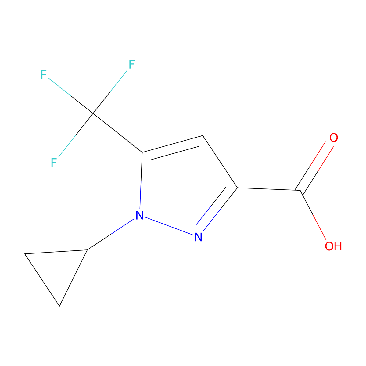 1-(Cyclopropyl)-5-(trifluoromethyl)-1H-pyrazole-3-carboxylic acid molecular structure, CAS 2384171-56-4