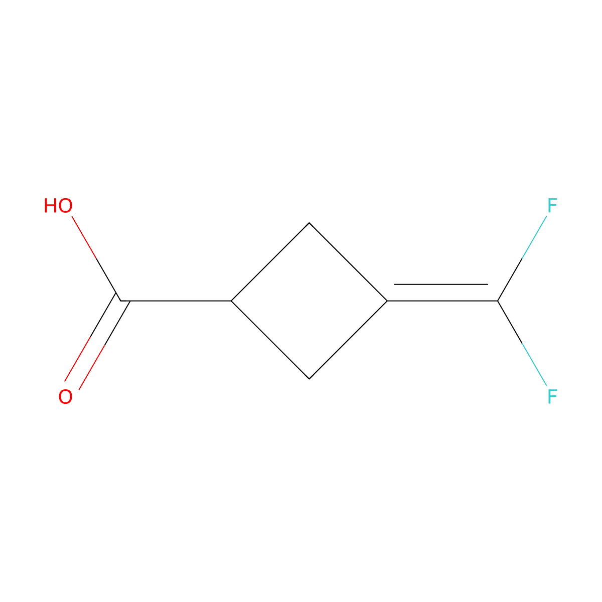 3-(Difluoromethylidene)cyclobutane-1-carboxylic acid molecular structure, CAS 2384176-02-5