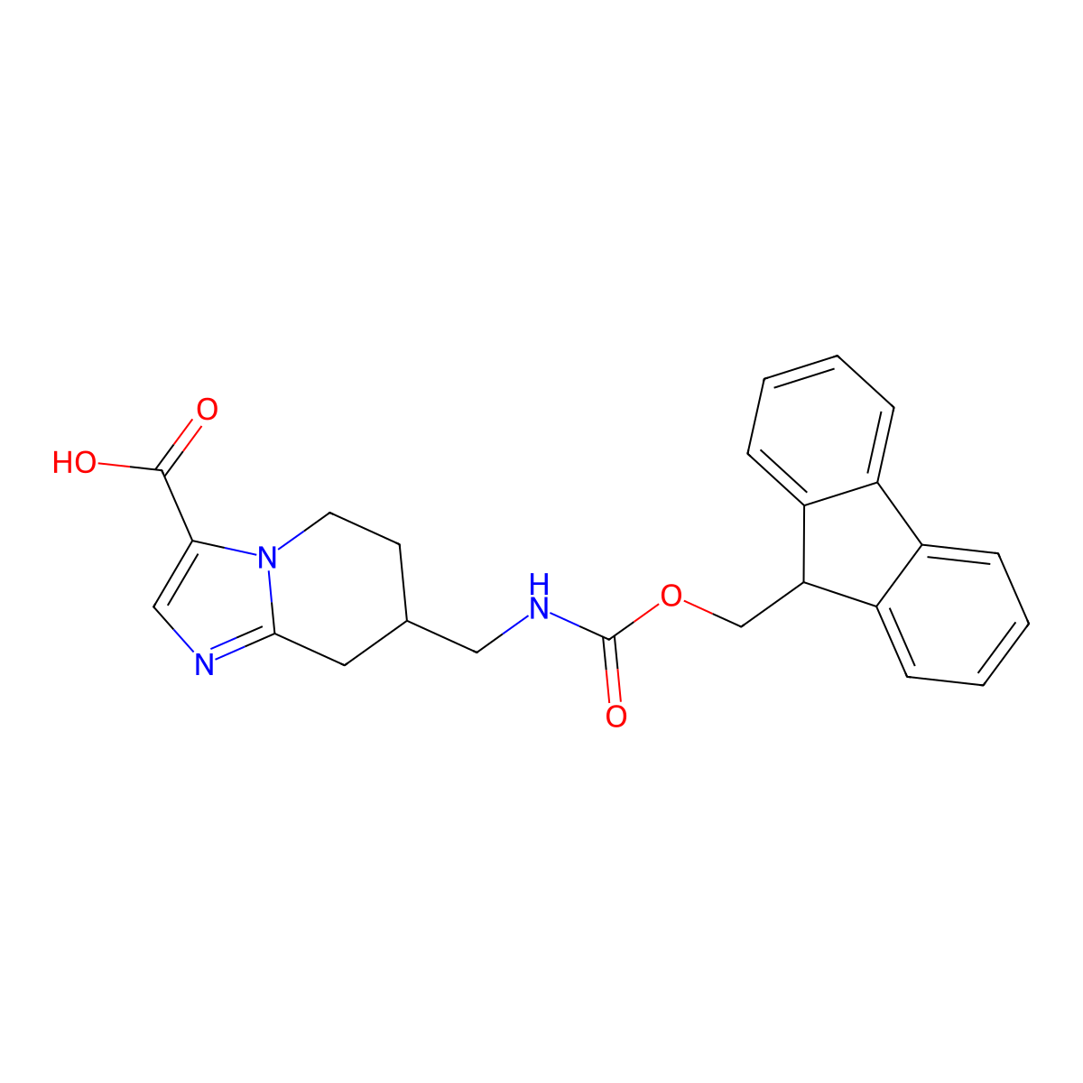 7-[({[(9H-fluoren-9-yl)methoxy]carbonyl}amino)methyl]-5H,6H,7H,8H-imidazo[1,2-a]pyridine-3-carboxylic acid molecular structure, CAS 2384190-86-5