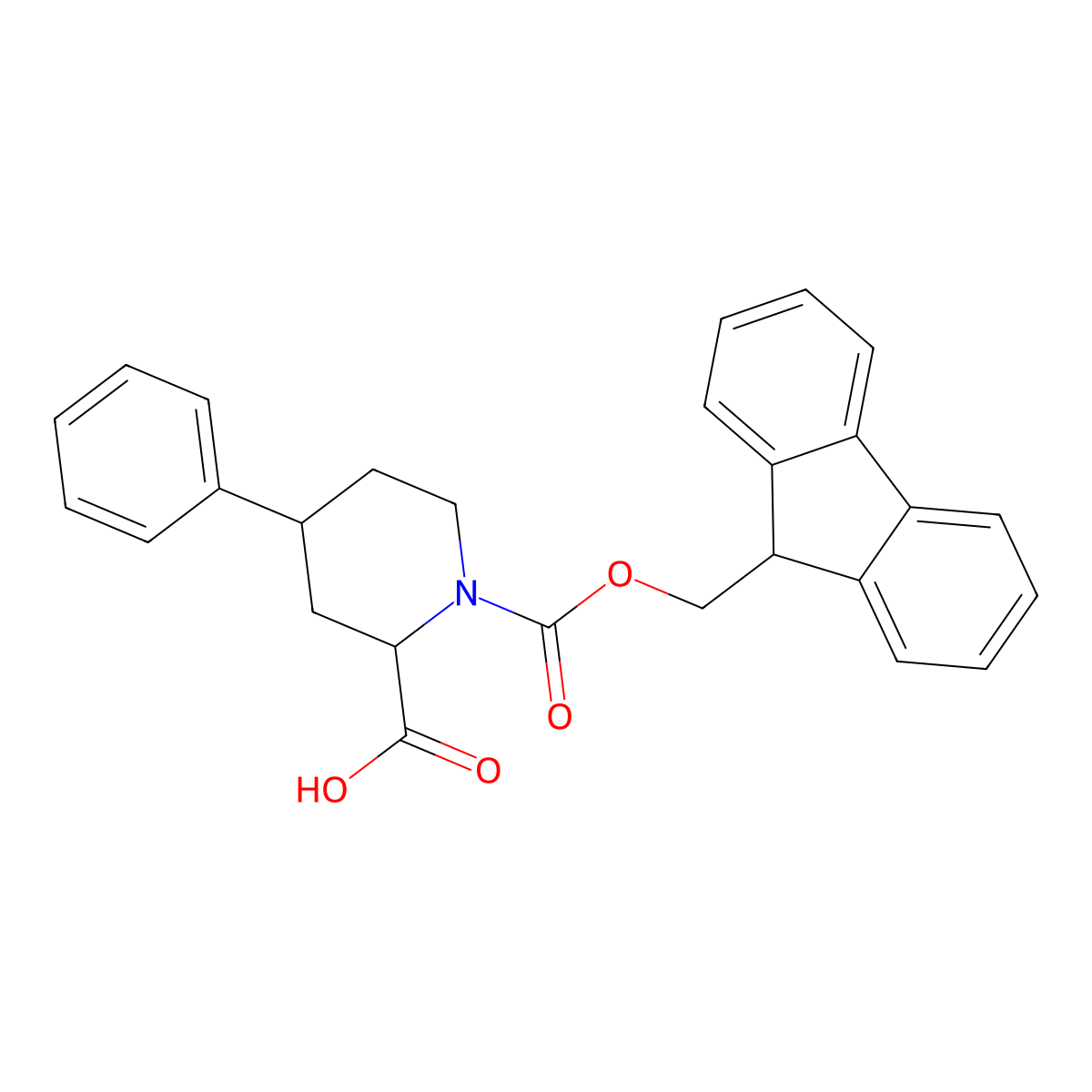 1-[(9H-fluoren-9-ylmethoxy)carbonyl]-4-phenylpiperidine-2-carboxylic acid molecular structure, CAS 2384204-74-2