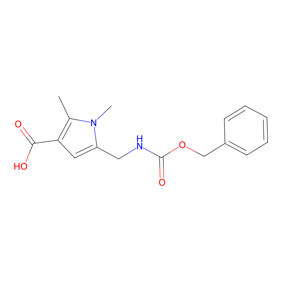 5-({[(benzyloxy)carbonyl]amino}methyl)-1,2-dimethyl-1H-pyrrole-3-carboxylic acid molecular structure, CAS 2384206-18-0
