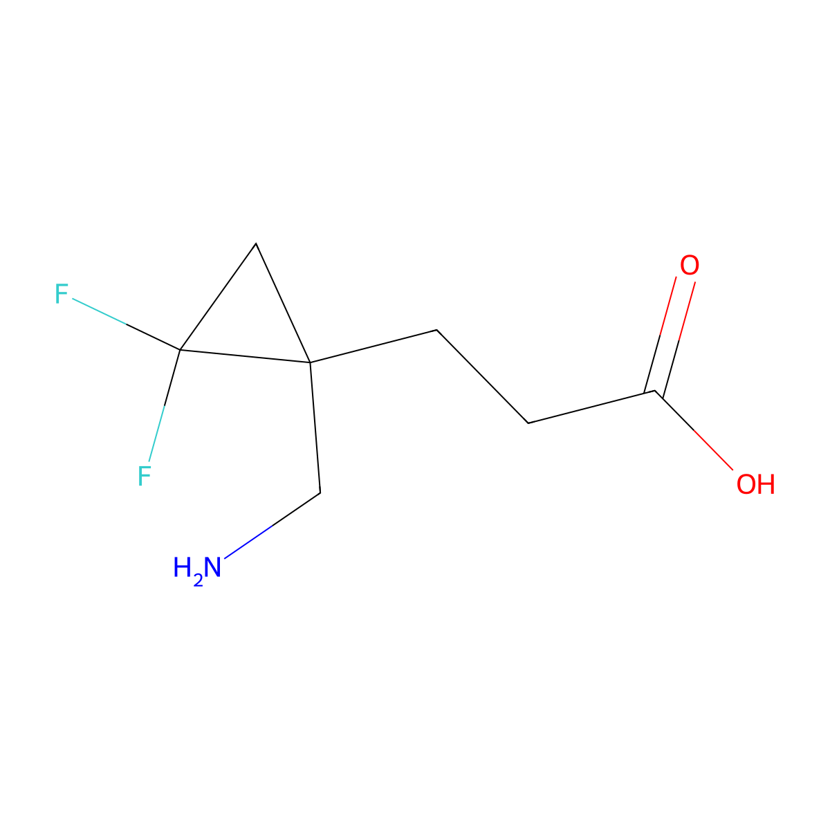 3-[1-(Aminomethyl)-2,2-difluorocyclopropyl]propanoic acid molecular structure, CAS 2384206-66-8
