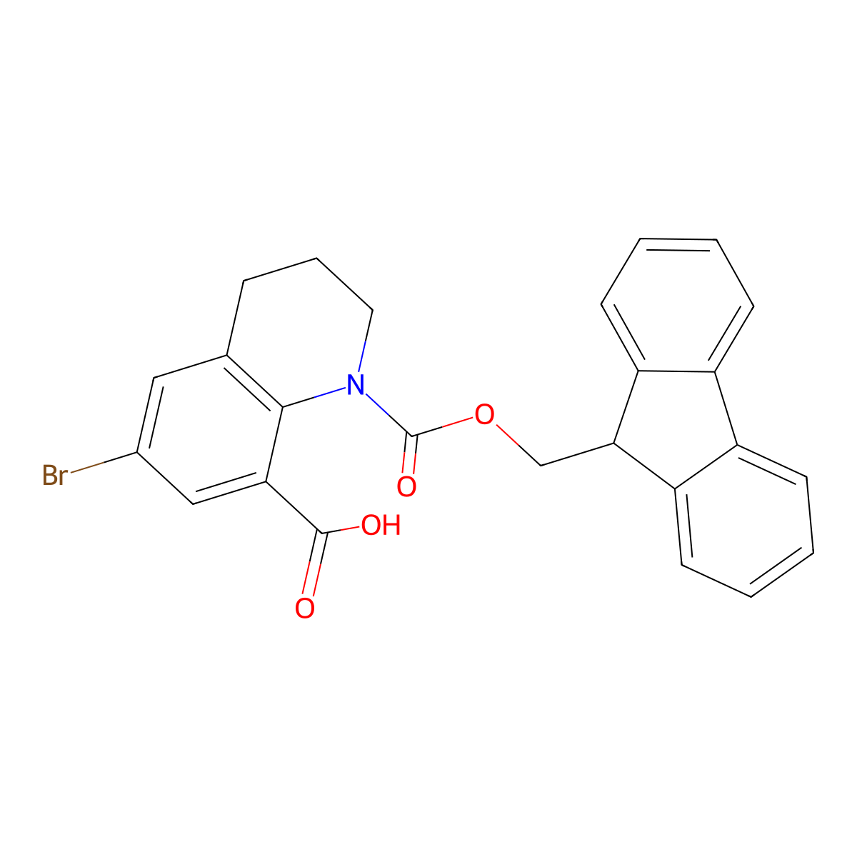 6-bromo-1-{[(9H-fluoren-9-yl)methoxy]carbonyl}-1,2,3,4-tetrahydroquinoline-8-carboxylic acid molecular structure, CAS 2384221-16-1