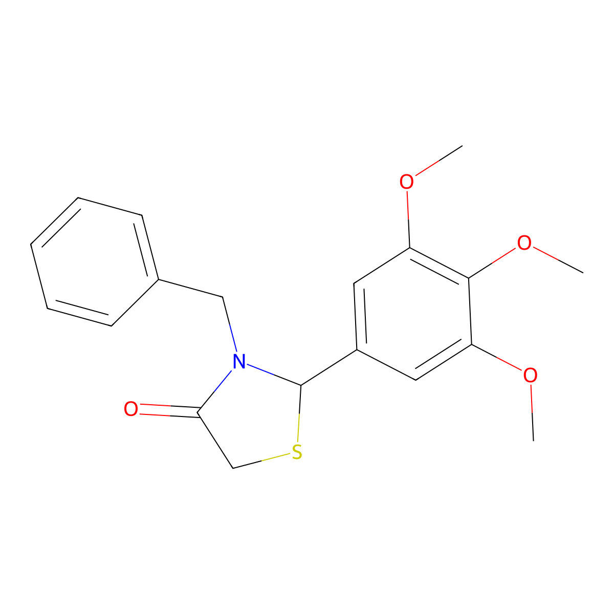 3-Benzyl-2-(3,4,5-trimethoxyphenyl)-1,3-thiazolidin-4-one molecular structure, CAS 238423-70-6