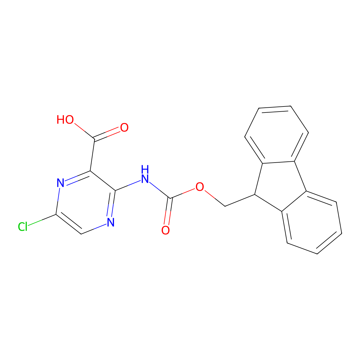 6-chloro-3-({[(9H-fluoren-9-yl)methoxy]carbonyl}amino)pyrazine-2-carboxylic acid molecular structure, CAS 2384252-99-5