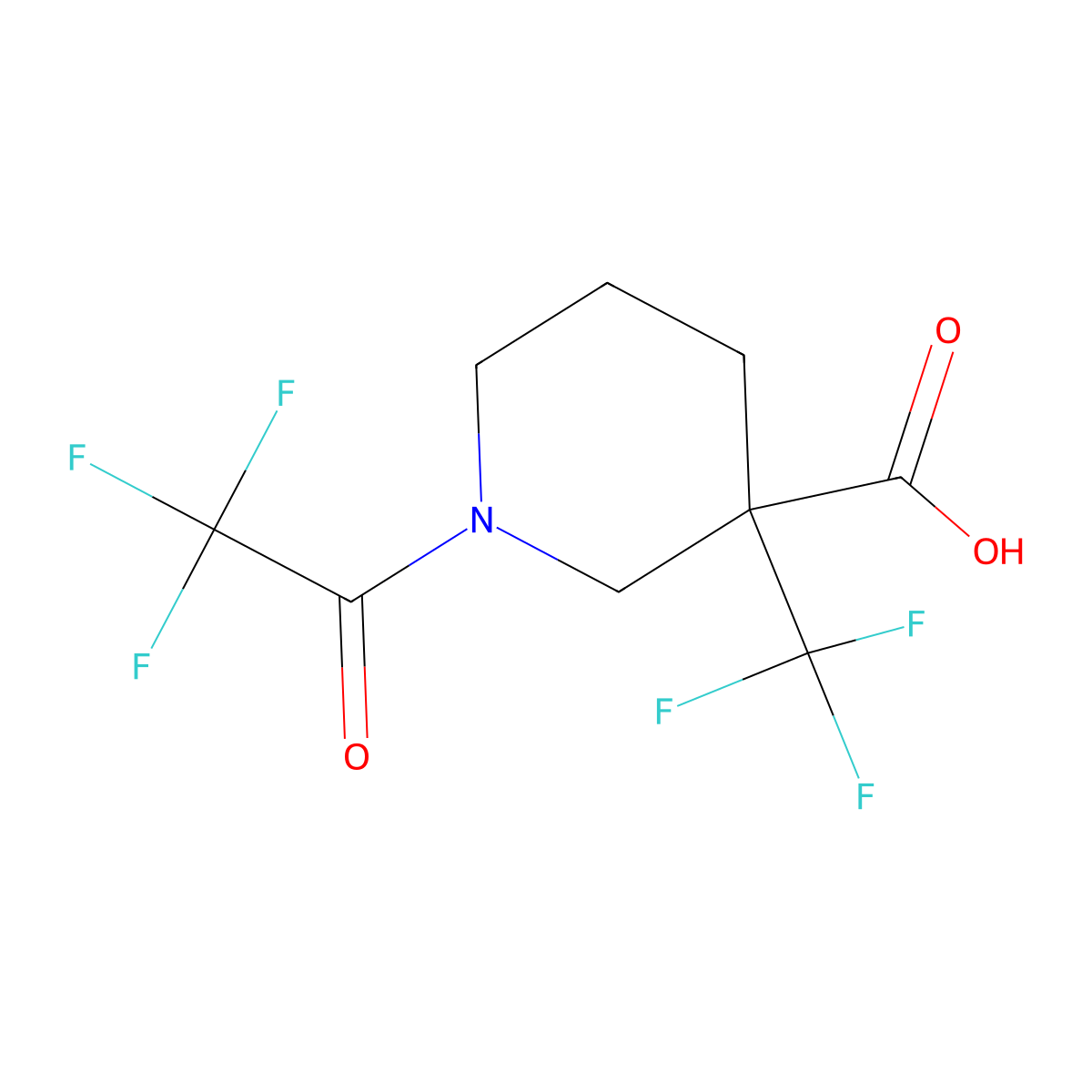 1-(Trifluoroacetyl)-3-(trifluoromethyl)piperidine-3-carboxylic acid molecular structure, CAS 2384254-19-5