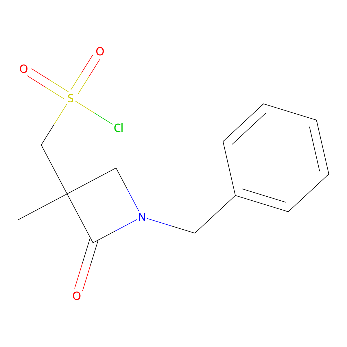 (1-Benzyl-3-methyl-2-oxoazetidin-3-yl)methanesulfonyl chloride molecular structure, CAS 2384266-46-8