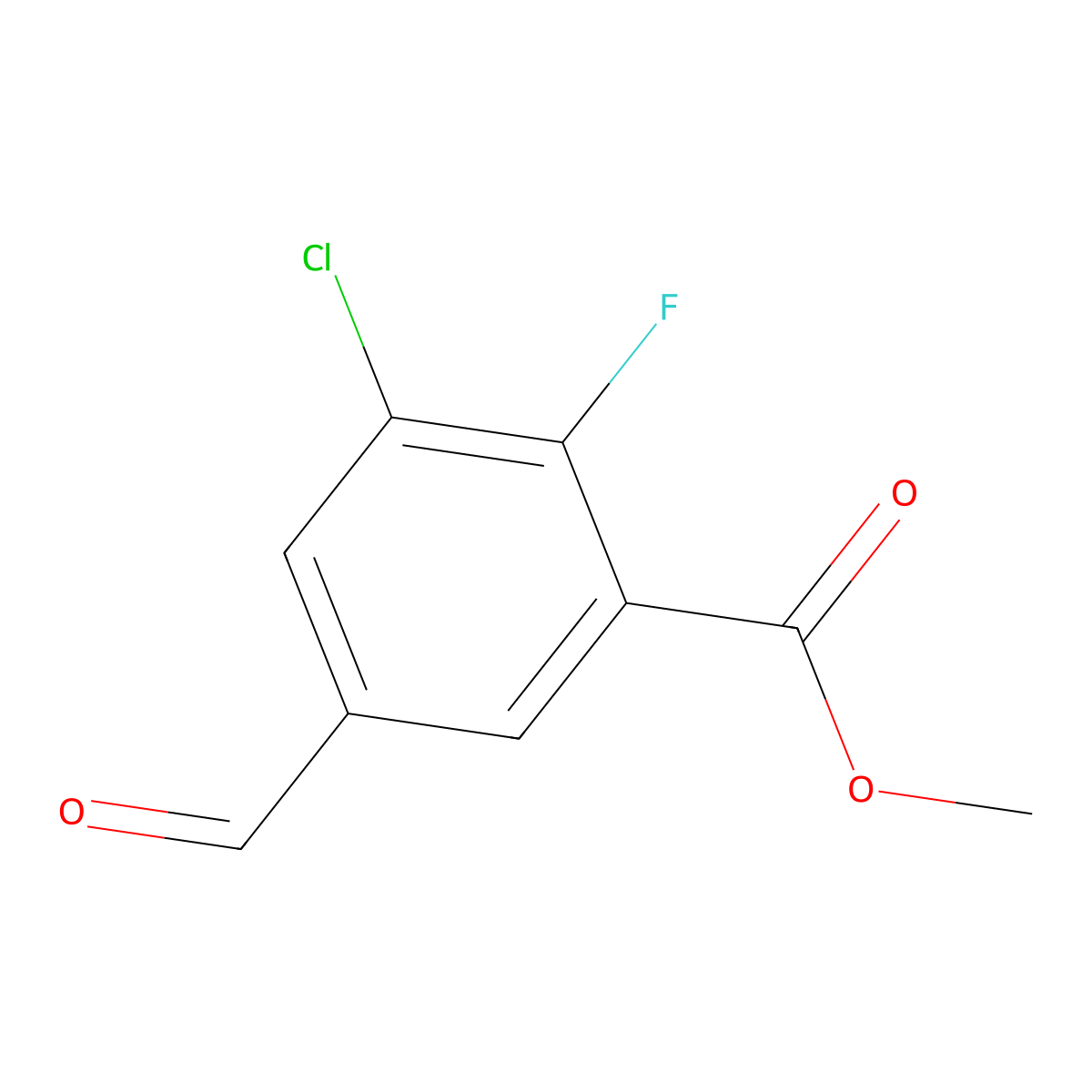 Methyl 3-chloro-2-fluoro-5-formylbenzoate molecular structure, CAS 2384277-66-9