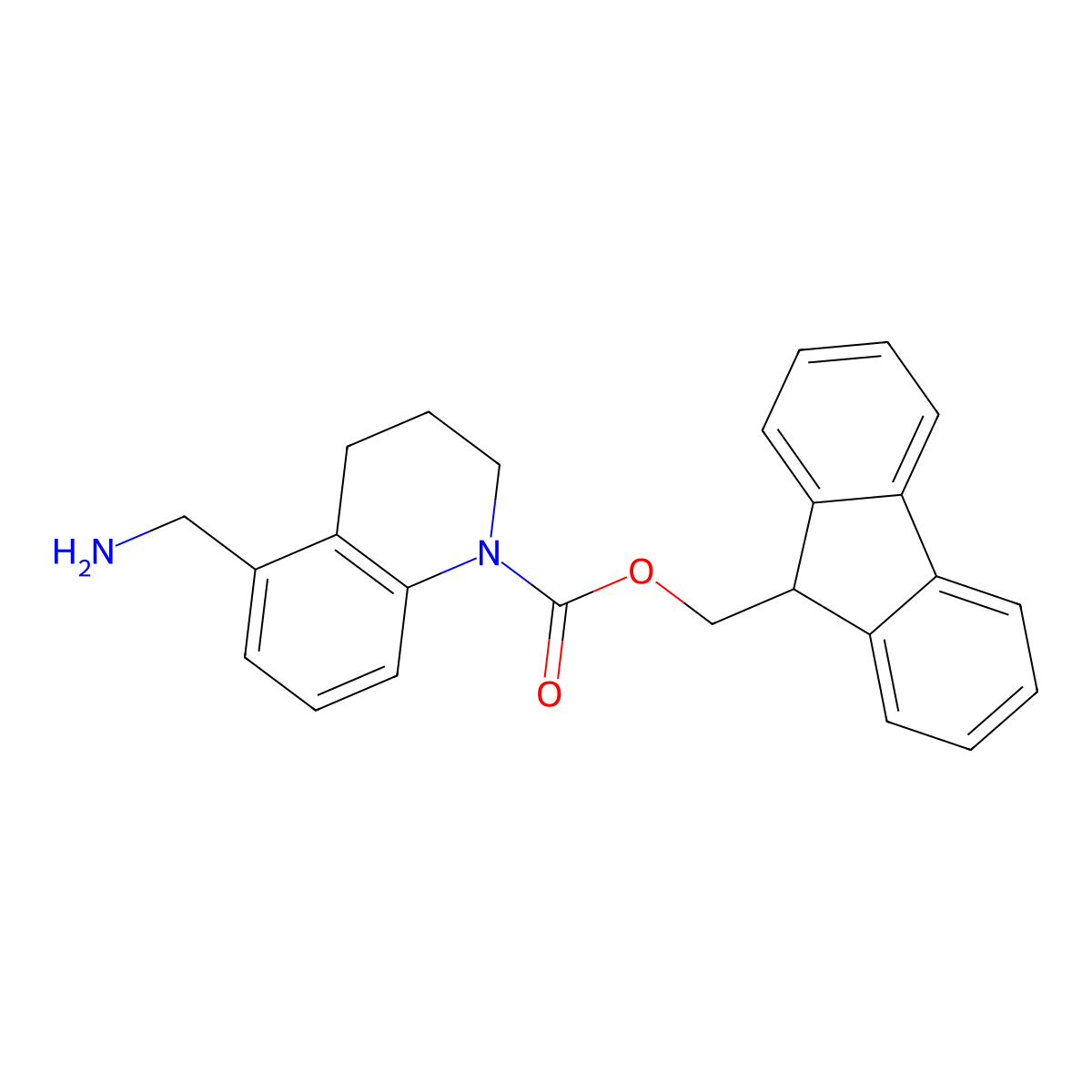 (9H-fluoren-9-yl)methyl 5-(aminomethyl)-1,2,3,4-tetrahydroquinoline-1-carboxylate molecular structure, CAS 2384281-11-0