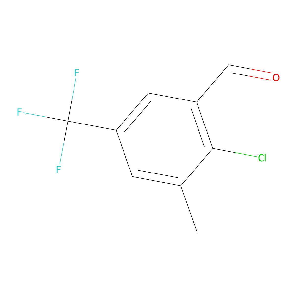 2-Chloro-3-methyl-5-(trifluoromethyl)benzaldehyde molecular structure, CAS 2384285-26-9