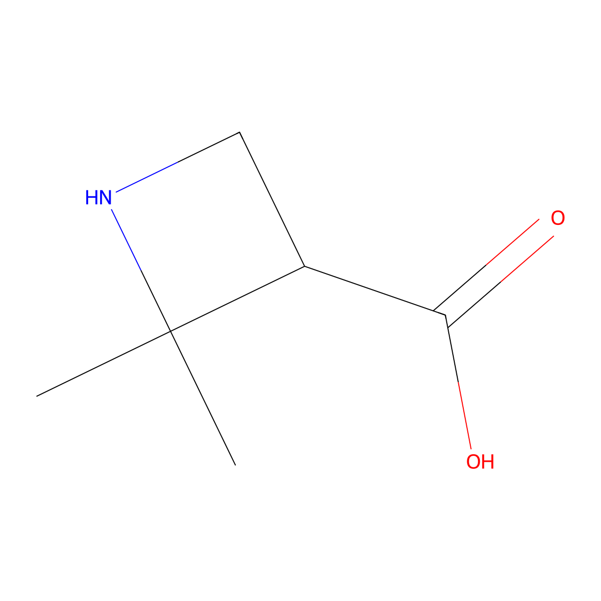 2,2-Dimethylazetidine-3-carboxylic acid molecular structure, CAS 2384287-16-3