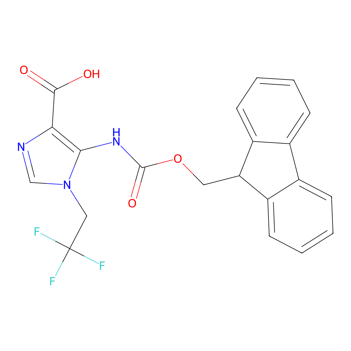 5-({[(9H-fluoren-9-yl)methoxy]carbonyl}amino)-1-(2,2,2-trifluoroethyl)-1H-imidazole-4-carboxylic acid molecular structure, CAS 2384290-43-9